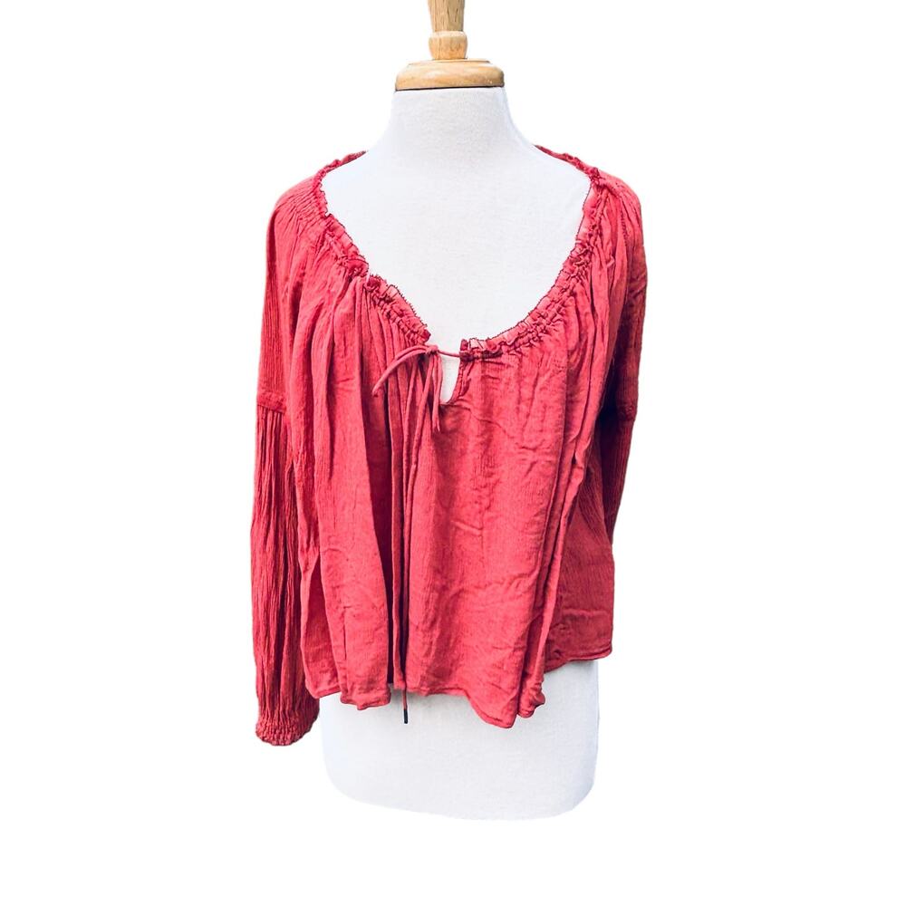 Free People Peasant Blouse Womans M Top Tassel Detail Boho Festival
